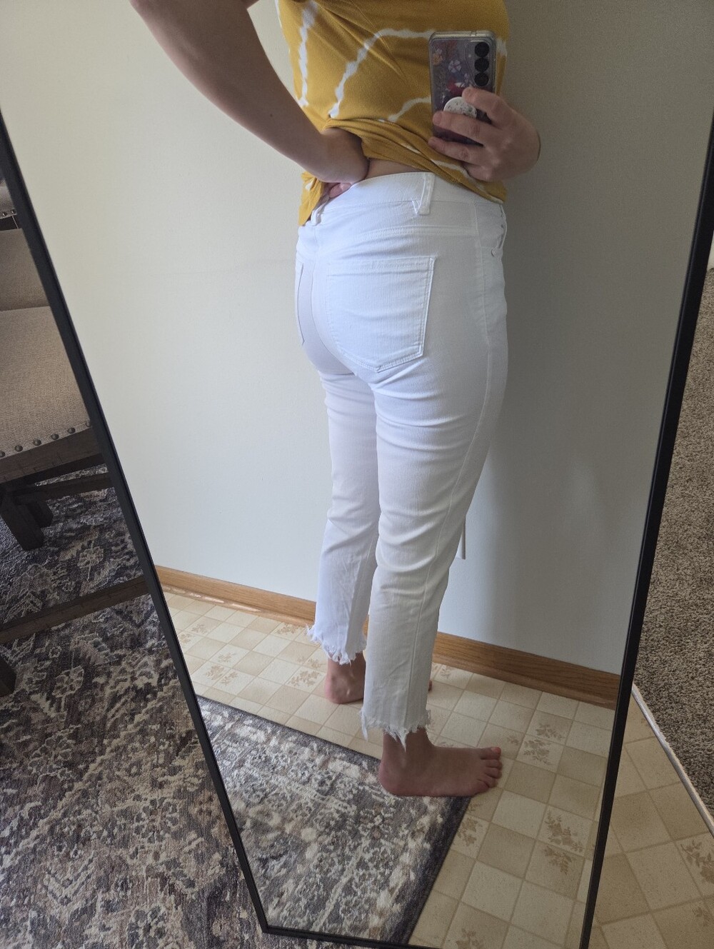 Democracy Ab Tech High Rise Slim Straight Leg Jeans White Frayed Cuff - Picture 5 of 14